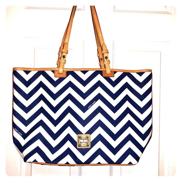 Dooney & Bourke Handbags - Dooney and Bourke Navy Chevron Tote - New w/o tags